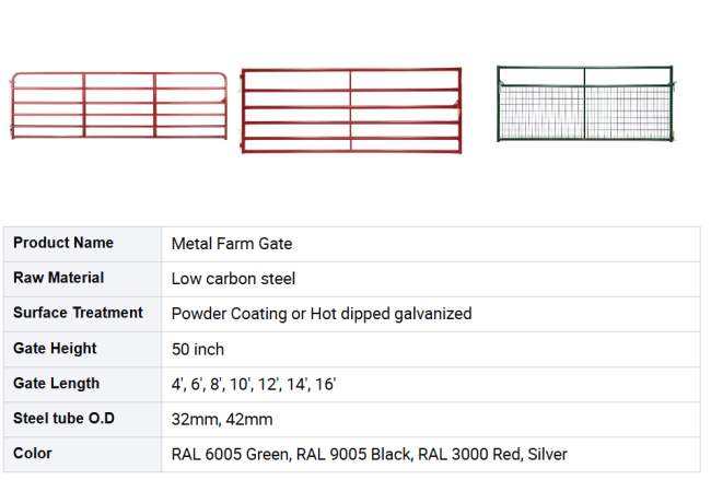 Design Flat Panel Retractable 10 Ft Steel Metal Livestock Farm Gate for Field Fence House Driveway