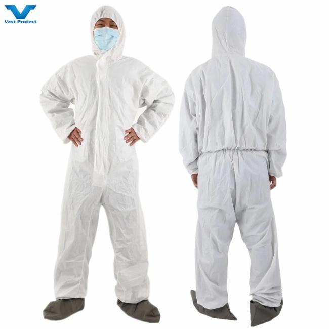 Industrial Safety PPE Protective Clothing Nonwoven Disposable Microporous Coveralls with Bootscover