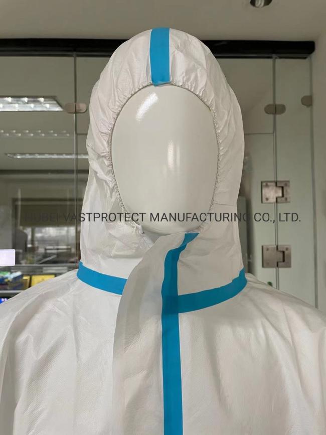 Cat 3 Type 4 5 6 Heat Sealed Tape Seam Disposable Coverall with CE Certificate