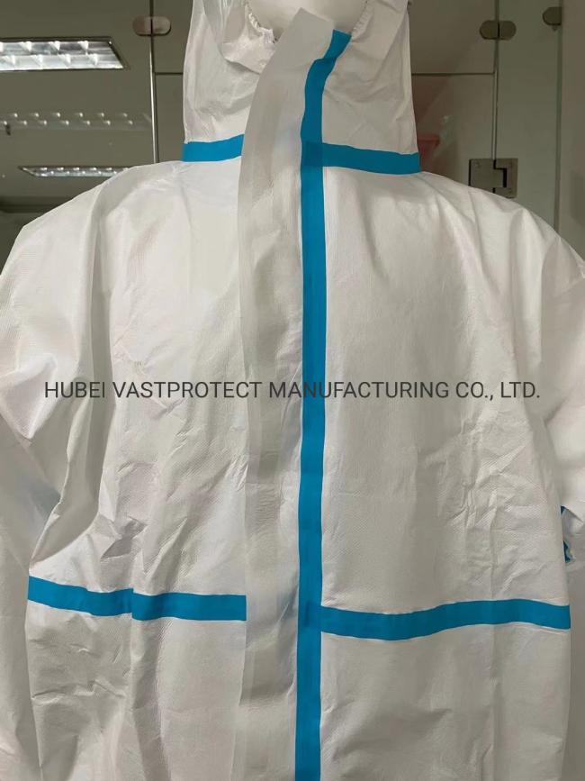 Cat 3 Type 4 5 6 Heat Sealed Tape Seam Disposable Coverall with CE Certificate