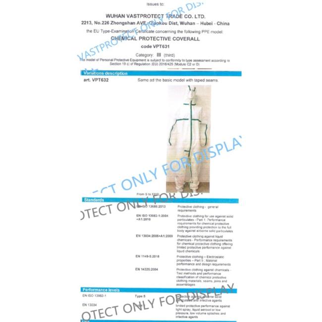 OEM Protective Clothing CE Type5&6 Comfortable Durable Coveralls for Industry
