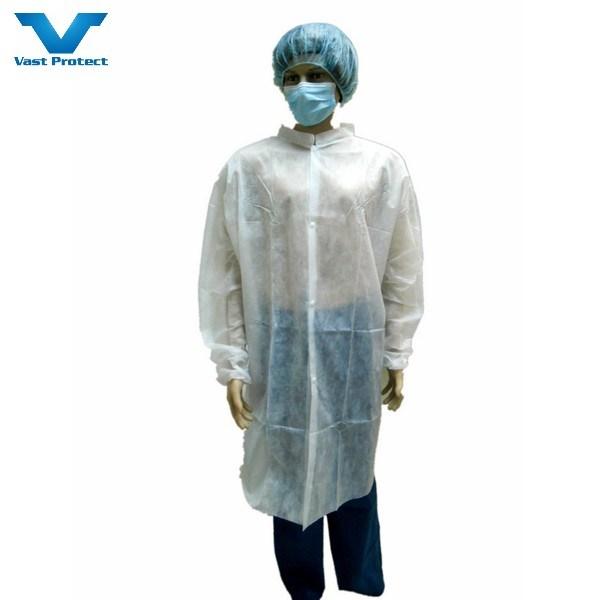 Protective Disposable Polypropylene SMS PP White Medical Nonwoven Lab Coat