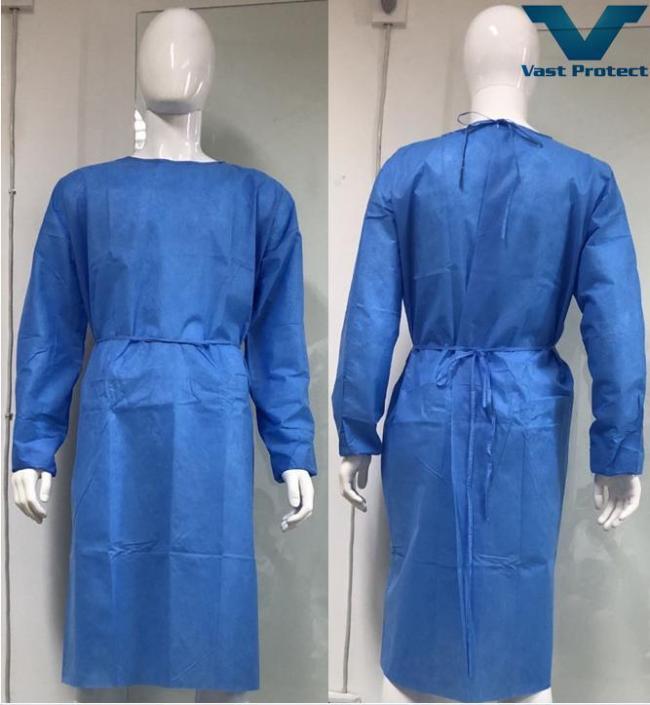 En13795 SMS Anti-Static Waterproof Good Tensile Strength Non-Woven Isolation Gown