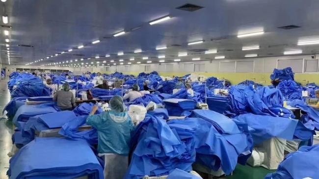 Disposable SMS Blue Isolation Gowns Level1/2/3 Reinforced Surgical Gowns
