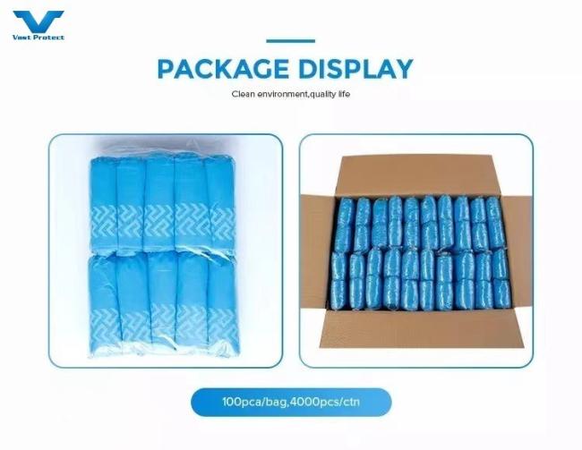 PP+CPE Anti-Slip Blue&White Wholesale Disposable Protection Shoe Cover