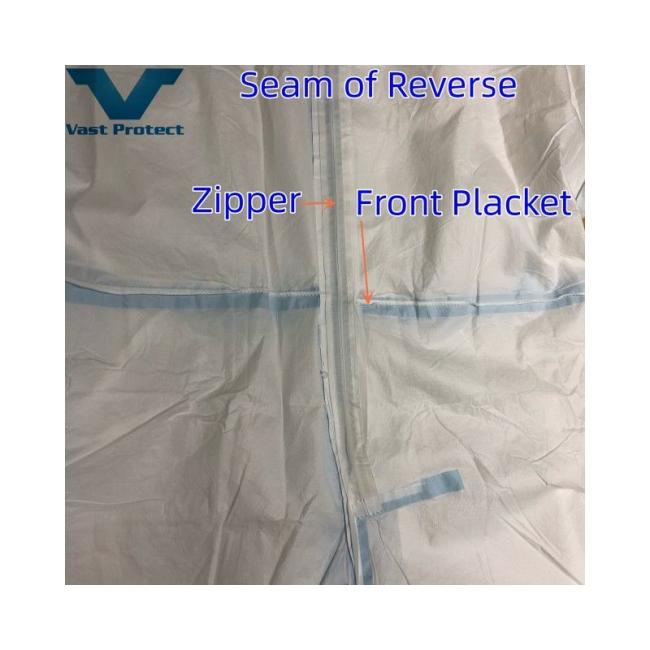 Soft Disposable White Micro Film Coverall with Blue Tape
