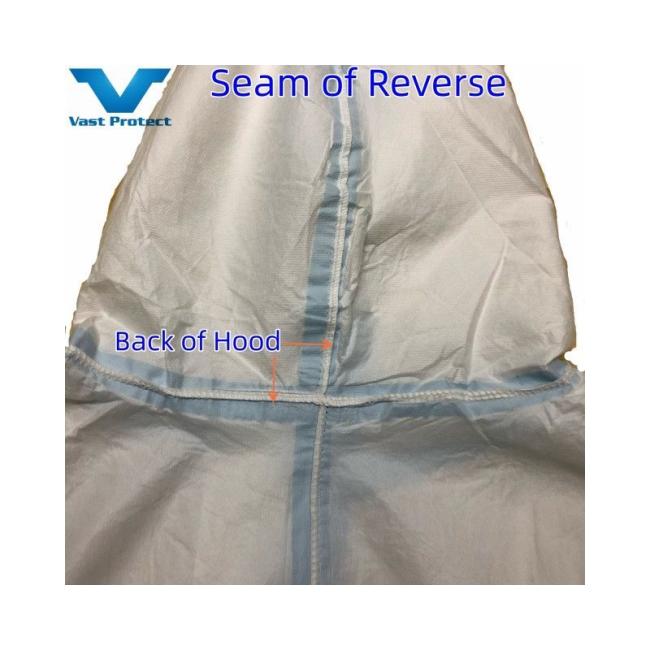 Anti-Static Disposable Hooded White with Blue Strip Micro Film Coating