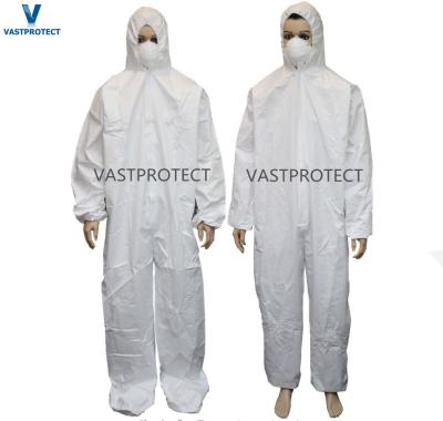China Disposable Coverall with Hood Elastic at Wrists Waist and Ankles Protective Coveralls for sale