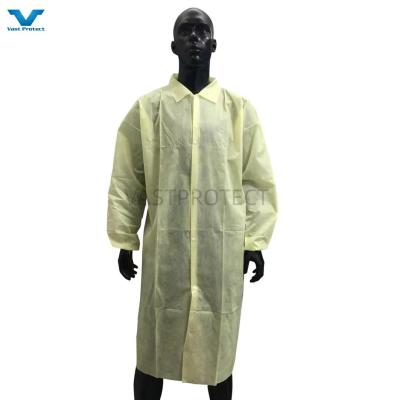 China Abrigos de laboratorio desechables, impermeables, no tejidos, ropa de trabajo uniforme, modelo microporous NO. VPT-501 en venta