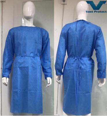 China Medical Protective Disposable SMS Surgical Gown Fluid Resistant Lightweight Coverall Easy to Wear for sale