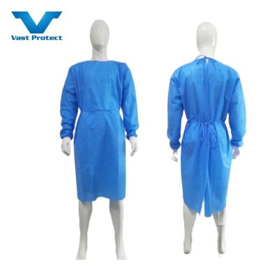 China VASTPROTECT-501 Azul Vestido quirúrgico desechable Impermeable Respirable Suave Antistatico Cuello redondo Jardinería y fumigación en venta