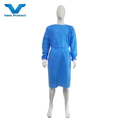 China Fluid Resistant Antistatic Surgical Gowns VASTPROTECT-501 45GSM SMS Fabric Hypo Allergenic Knitted Cuffs for sale