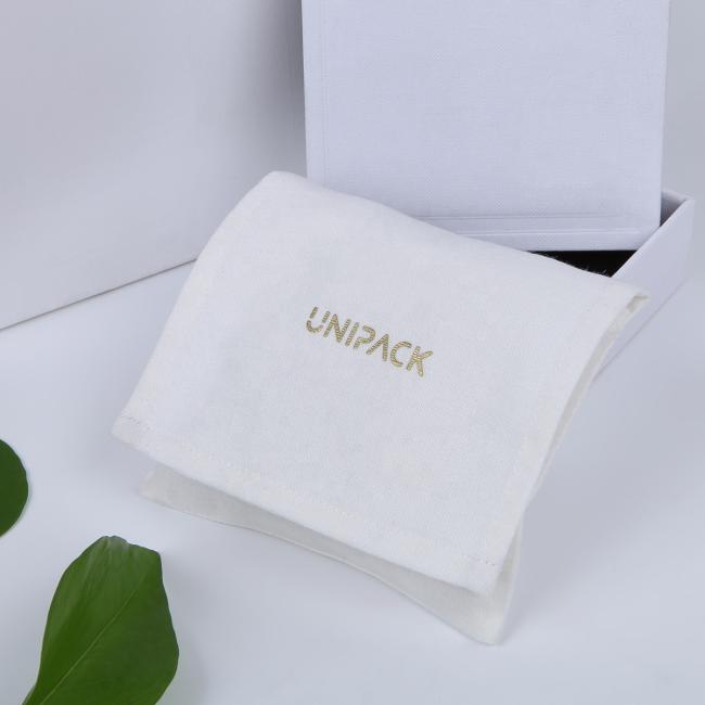 Custom logo printed brush canvas jewelry dust bag with satin lining