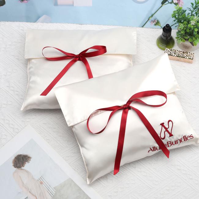 Custom satin pouch for lingerie packaging