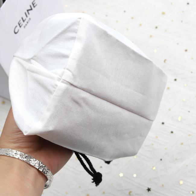 Square bottom cotton canvas pouch with drawstring closure for skincare and makeup products