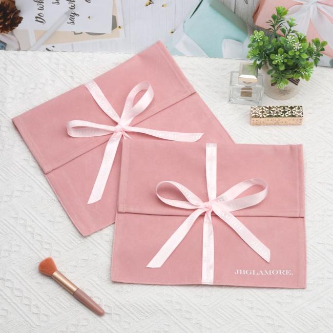 Premium velvet packaging pouch with different closure options