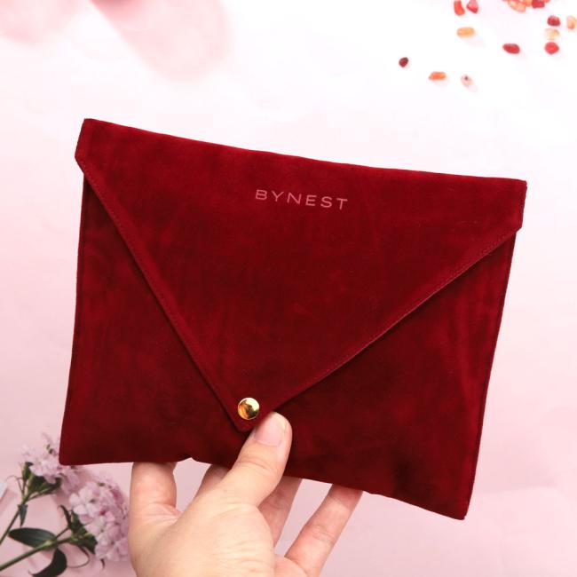 Custom logo printing options on velvet envelope bags