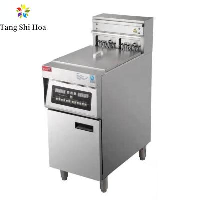 China Commercial single cylinder double screen oil filter electric fryer Hamburg and French fries fryer for sale