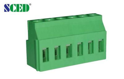 China Green PCB Terminal Block 5.08mm Spacing Center 300V 10A PA66 Brass for sale