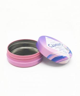 China Child Resistant Gummy Round Tin Boxes With Lids CBD Products Packaging for sale