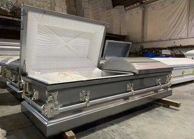 China Metal Stainless Steel Casket Customizable Interior For Funeral Handle for sale