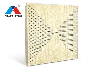 China Wood Grain Perforated Acoustic Ceiling Tiles For Contemporary Living Room Decoration for sale