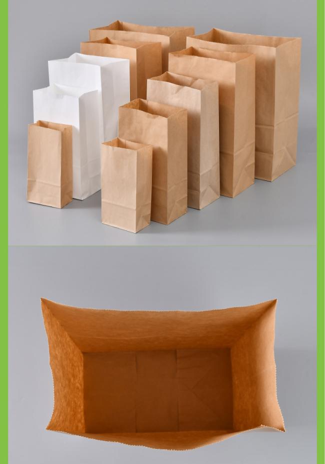 Disposable Custom Logo Kraft Paper Bags Grease Resistant Square Bottom for Fried Chicken Cakes Bread and Flower Packaging