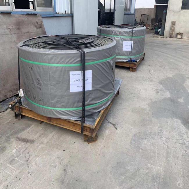 Conveyor belt secured with ropes