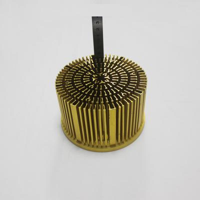 China Anodizing Golden Cold Forging Heat Sink Round For LED Grow Light for sale