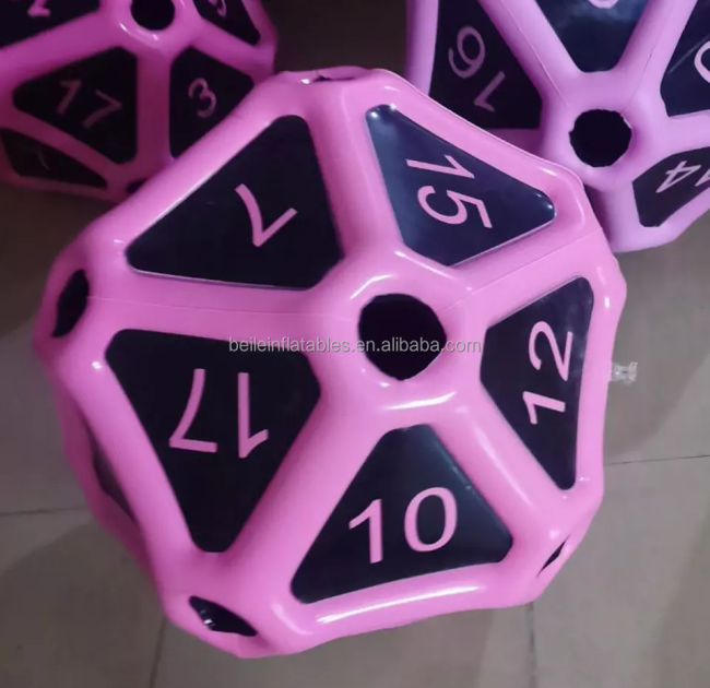 Customized Quality Multicolor PVC Inflatable D20 Dice Game For Sales
