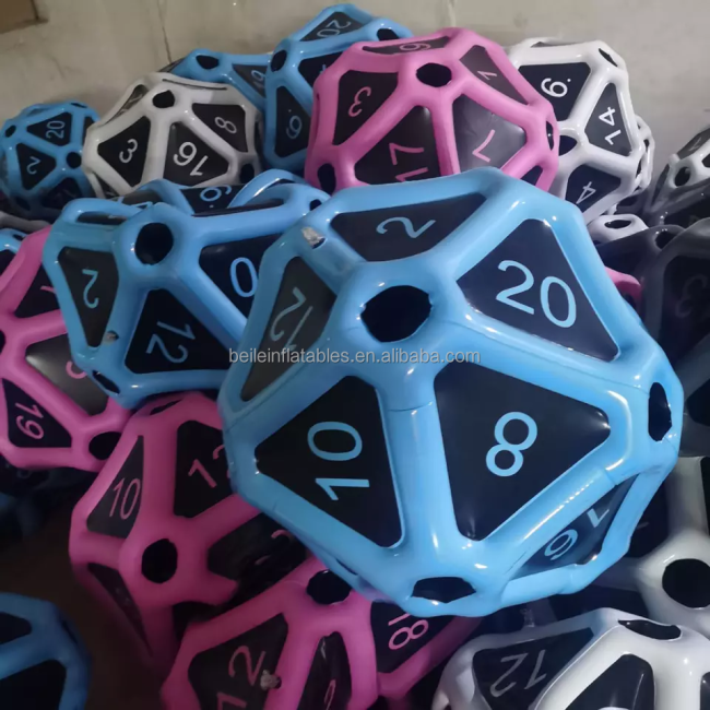 Customized Quality Multicolor PVC Inflatable D20 Dice Game For Sales