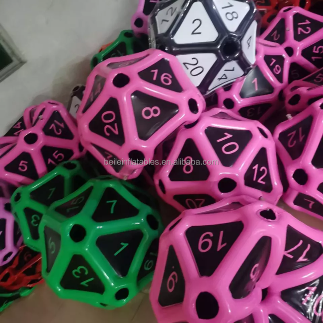 Customized Quality Multicolor PVC Inflatable D20 Dice Game For Sales