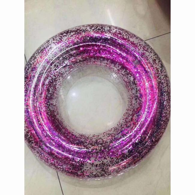 Factory Price Clear Round Star Inflatable Glitter Pool Float Swimming Ring
