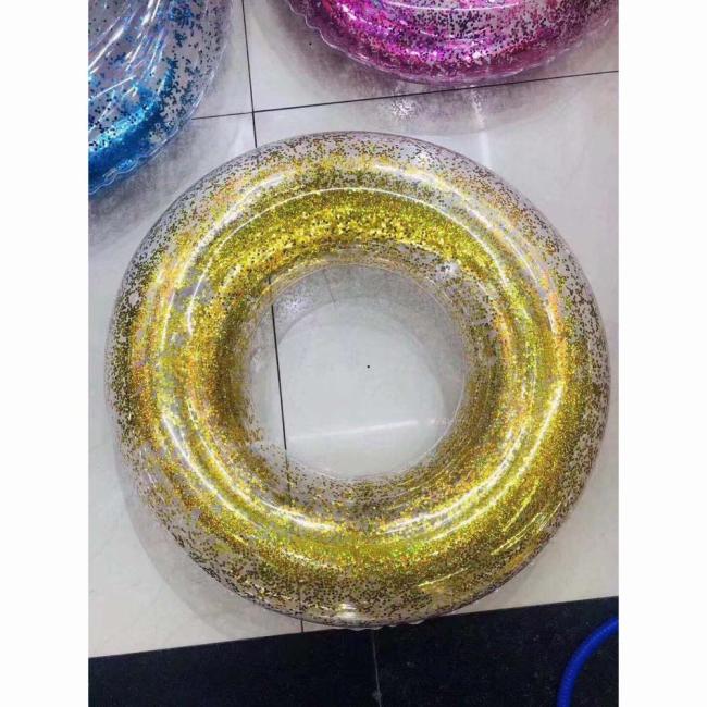 Factory Price Clear Round Star Inflatable Glitter Pool Float Swimming Ring