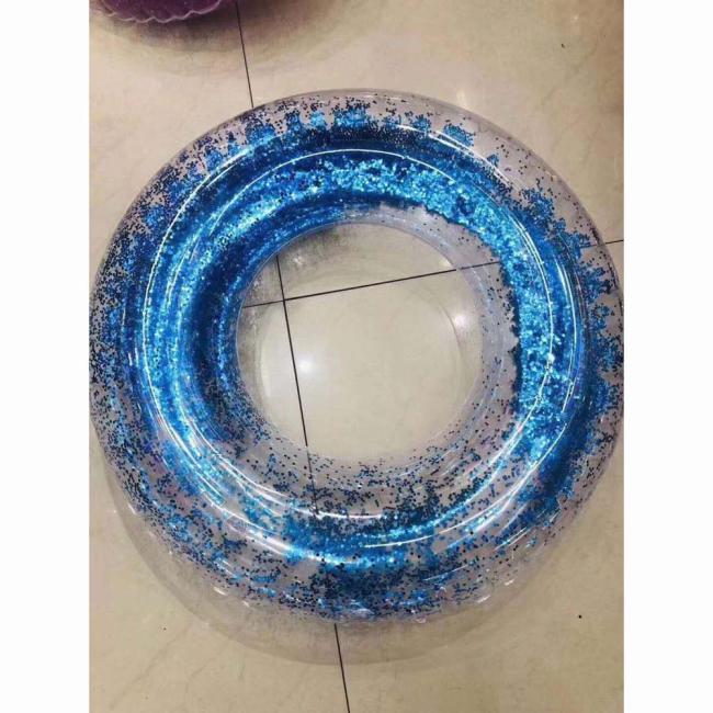 Factory Price Clear Round Star Inflatable Glitter Pool Float Swimming Ring