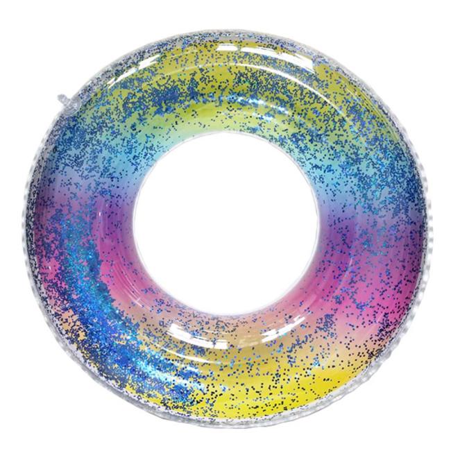 Factory Price Clear Round Star Inflatable Glitter Pool Float Swimming Ring
