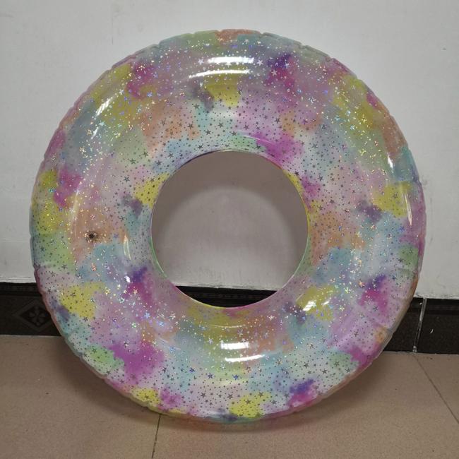 Factory Price Clear Round Star Inflatable Glitter Pool Float Swimming Ring