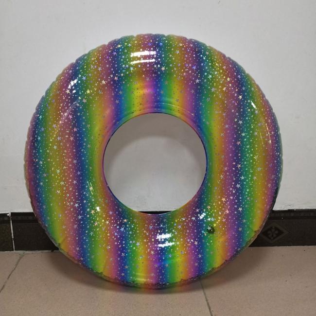 Factory Price Clear Round Star Inflatable Glitter Pool Float Swimming Ring
