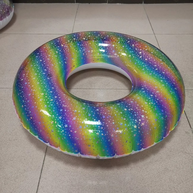 Factory Price Clear Round Star Inflatable Glitter Pool Float Swimming Ring