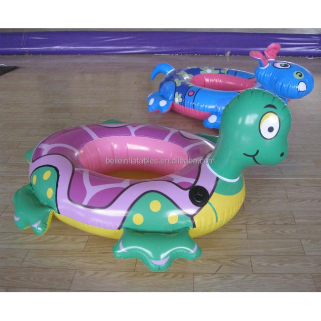 Customized PVC inflatable hippopotamus and turtle rings for kids and adults
