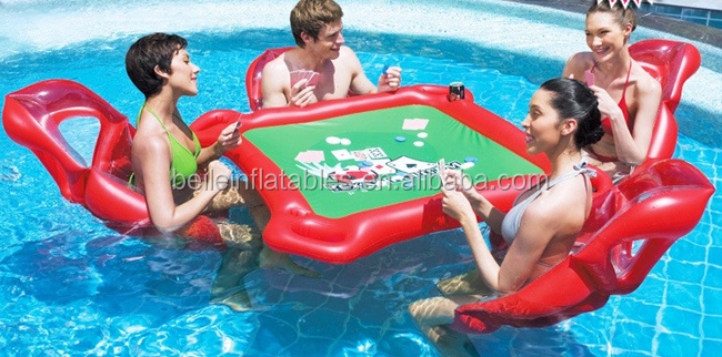 4-person inflatable pool floating poker table with chairs