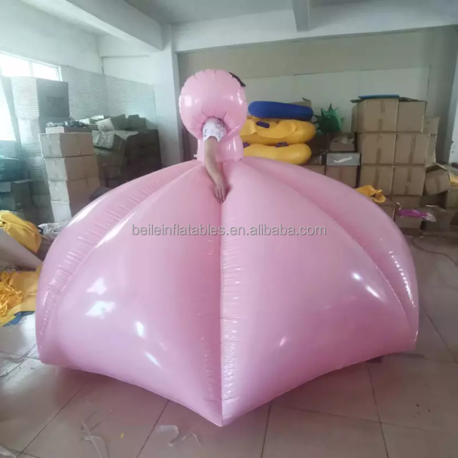 beile custom quality inflatable pink dress PVC princess dress for party