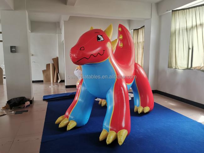 BeiLe New Inflatable red and blue dragon toy animal for cartoon addict