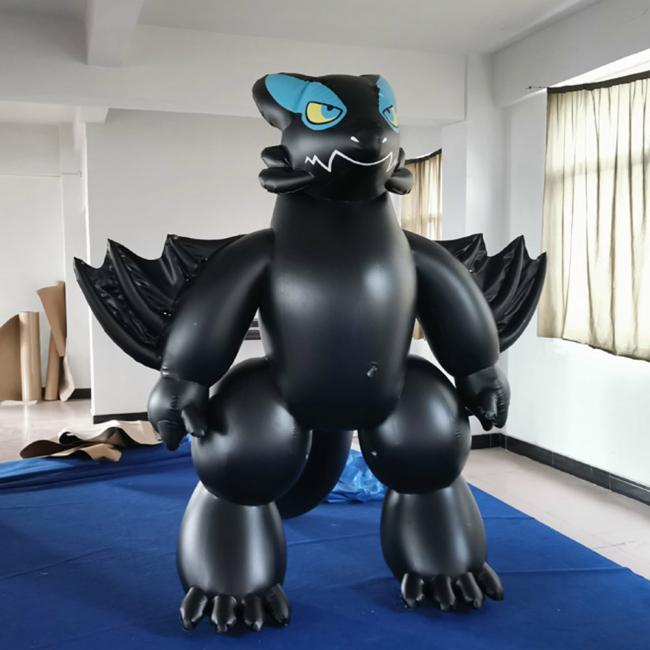 Beile customize 2.5m tall black pvc Inflatable black dragon