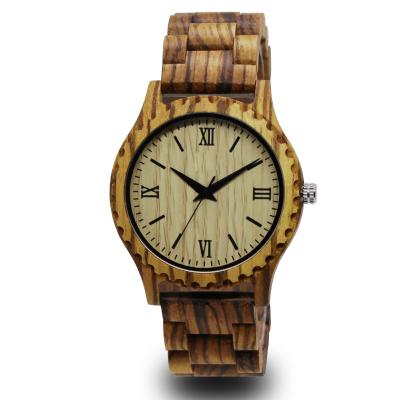 China 3 ATM Waterproof Sport Zebra Wooden Wrist Watch With Japan Movement Quartz for sale