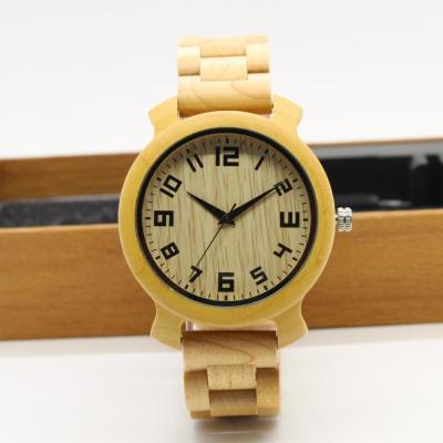China 2018 fashionable design maple wood band with butterfly buckle copper hands men wooden wristwatch with waterproof for sale