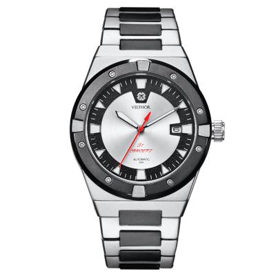 China Silver Automatic Mens Wrist Watches , Stainless Steel Waterproof Automatic Watch for sale