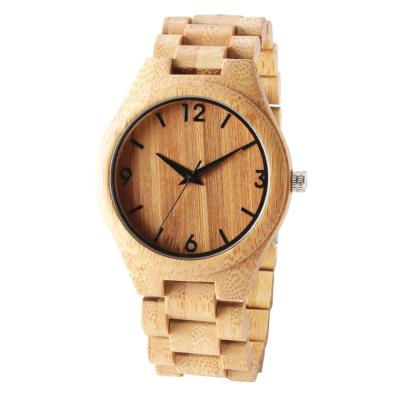 China Top Gift Natural Bamboo Wooden Watch Men Wood Band Wooden Clock Male hour for sale