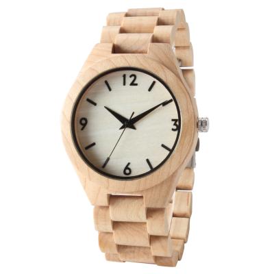 China All Maple Wooden Quartz Watch Mineral Glass Most Accurate Man Fashion Clock for sale