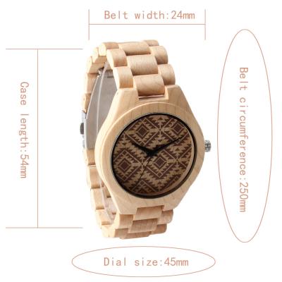 China Handcrafted Wrist Wooden Quartz Movement Watch Custom Logo High Durability For Gift for sale